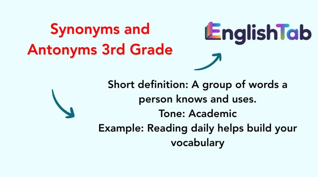 Synonyms and Antonyms 3rd Grade