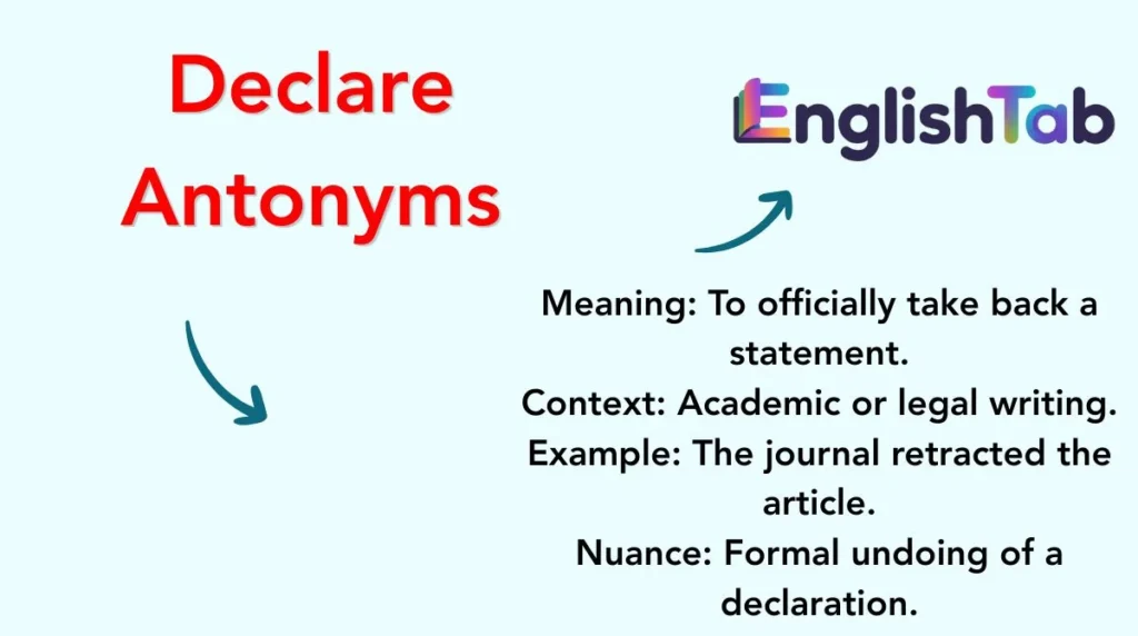 Declare Antonyms