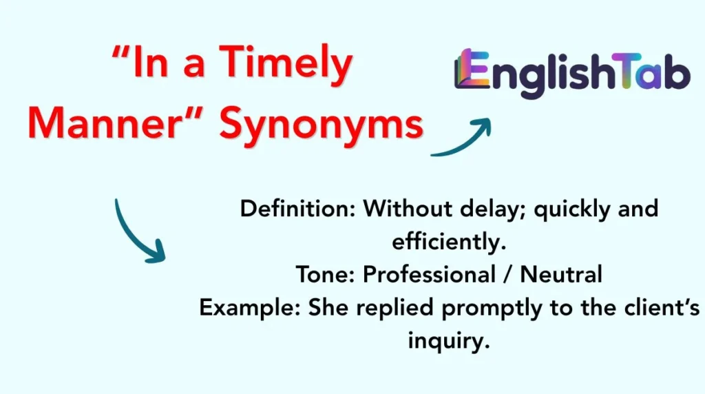 “In a Timely Manner” Synonyms