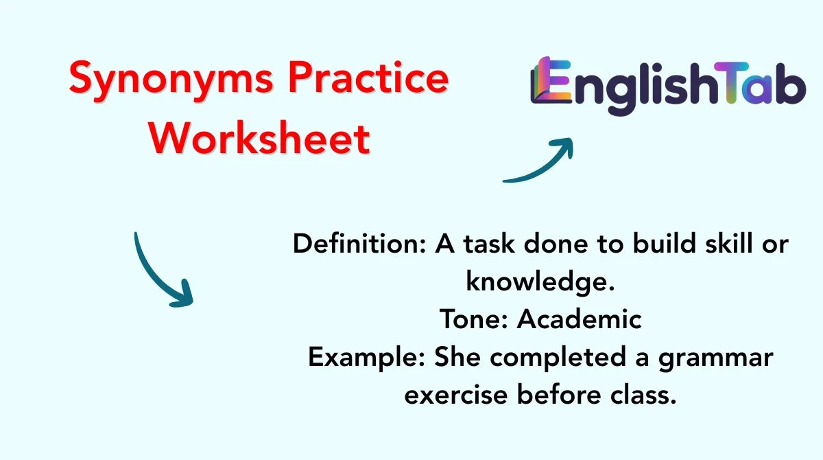 Synonyms Practice Worksheet